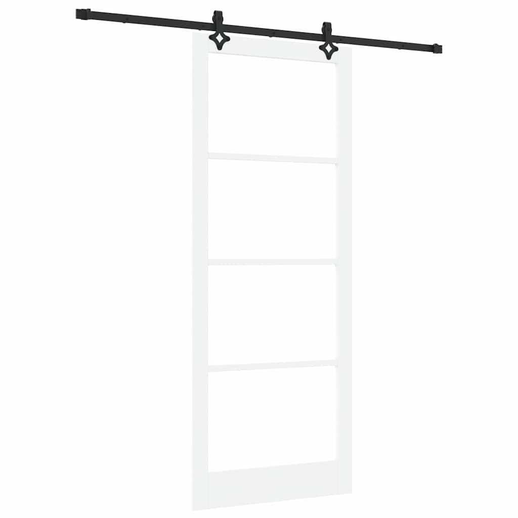 Porte coulissante 93 x 232 cm en bois de pin massif et verre 
