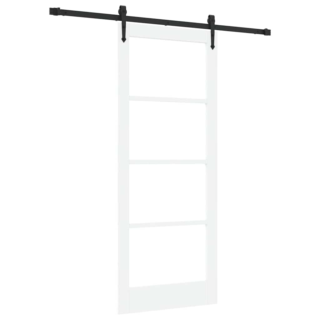 Porte coulissante 83 x 202 cm en bois de pin massif et verre 
