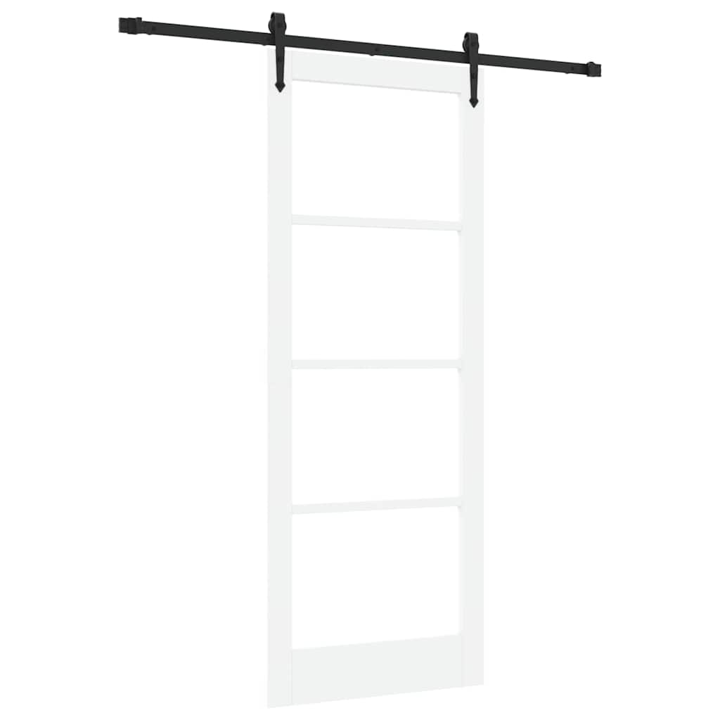 Porte coulissante 83 x 211 cm en bois de pin massif et verre 