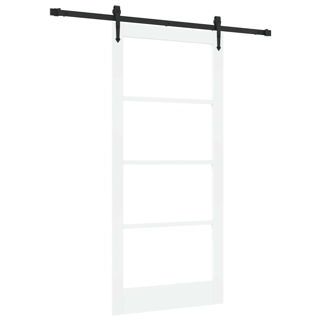 Porte coulissante 93 x 202 cm en bois de pin massif et verre 