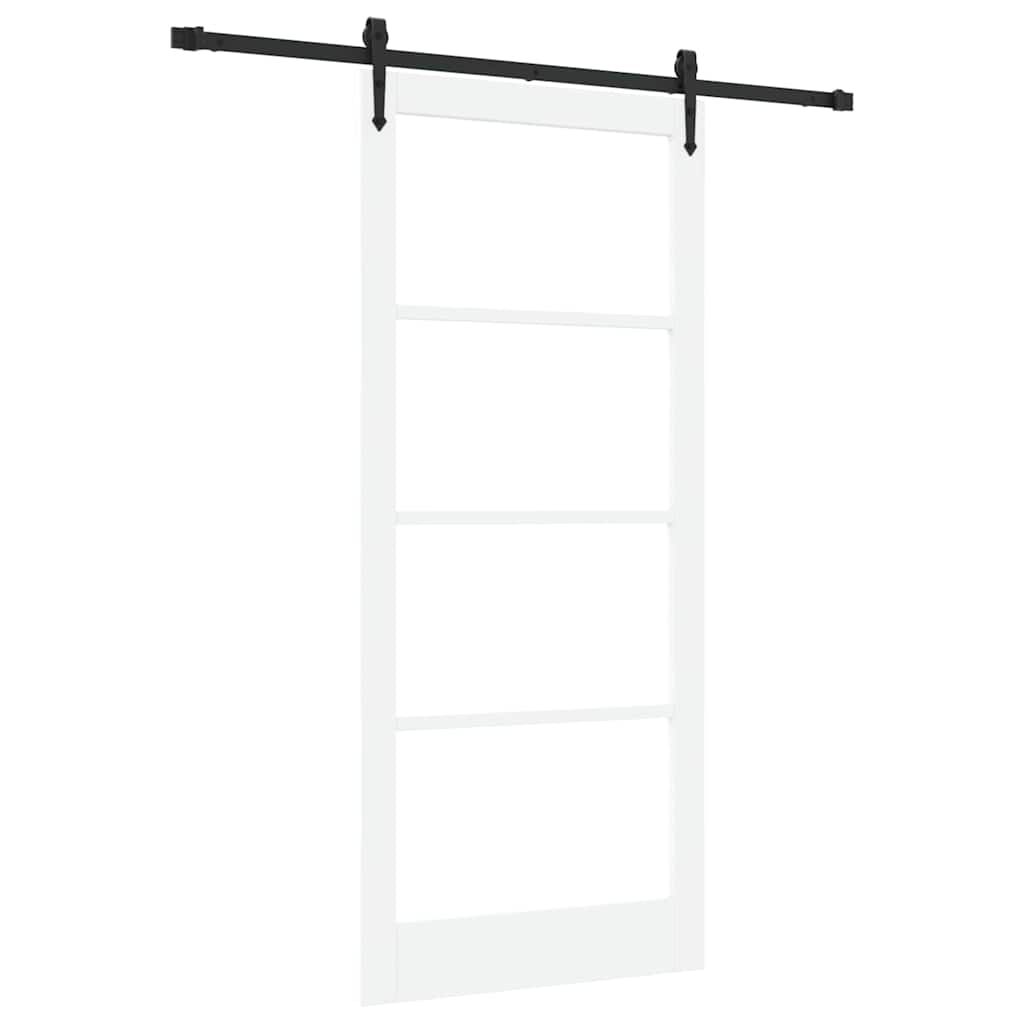 Porte coulissante 93 x 211 cm en bois de pin massif et verre 