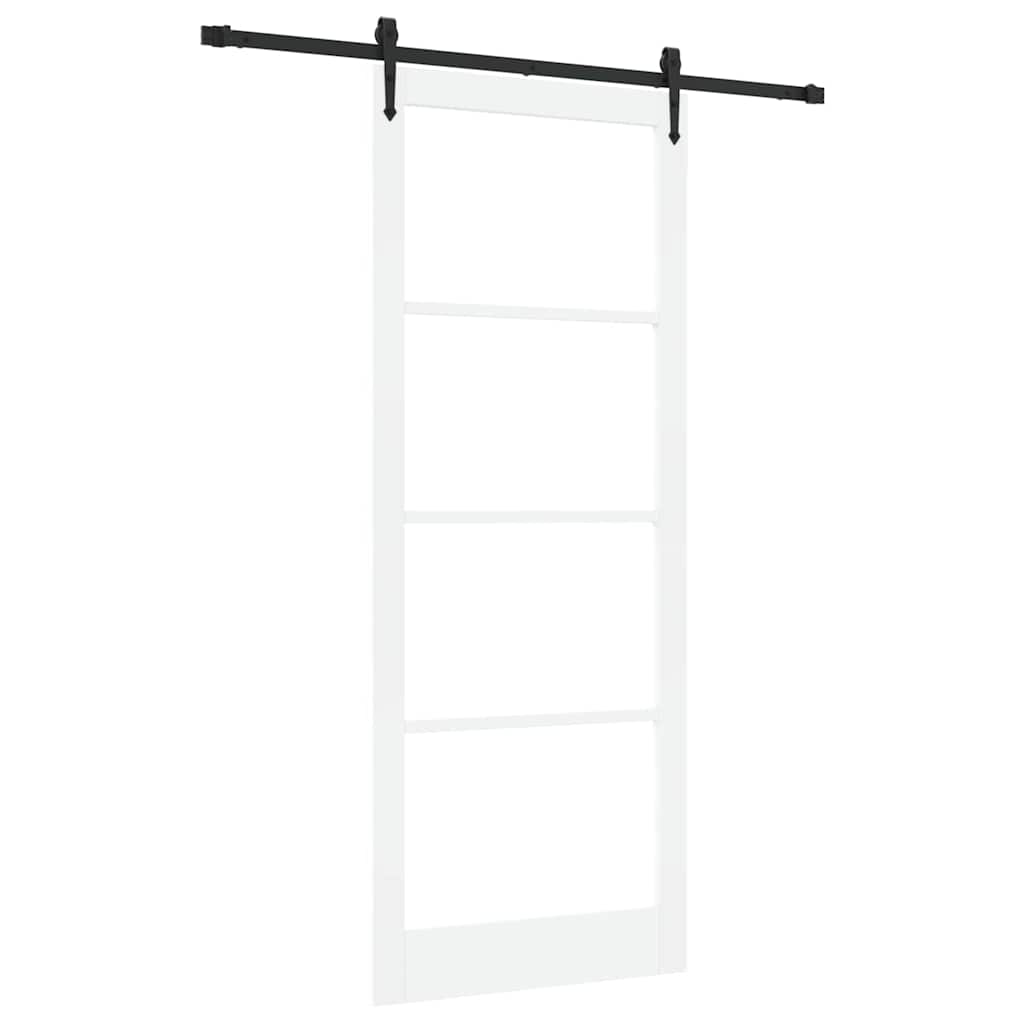 Porte coulissante 93 x 232 cm en bois de pin massif et verre 
