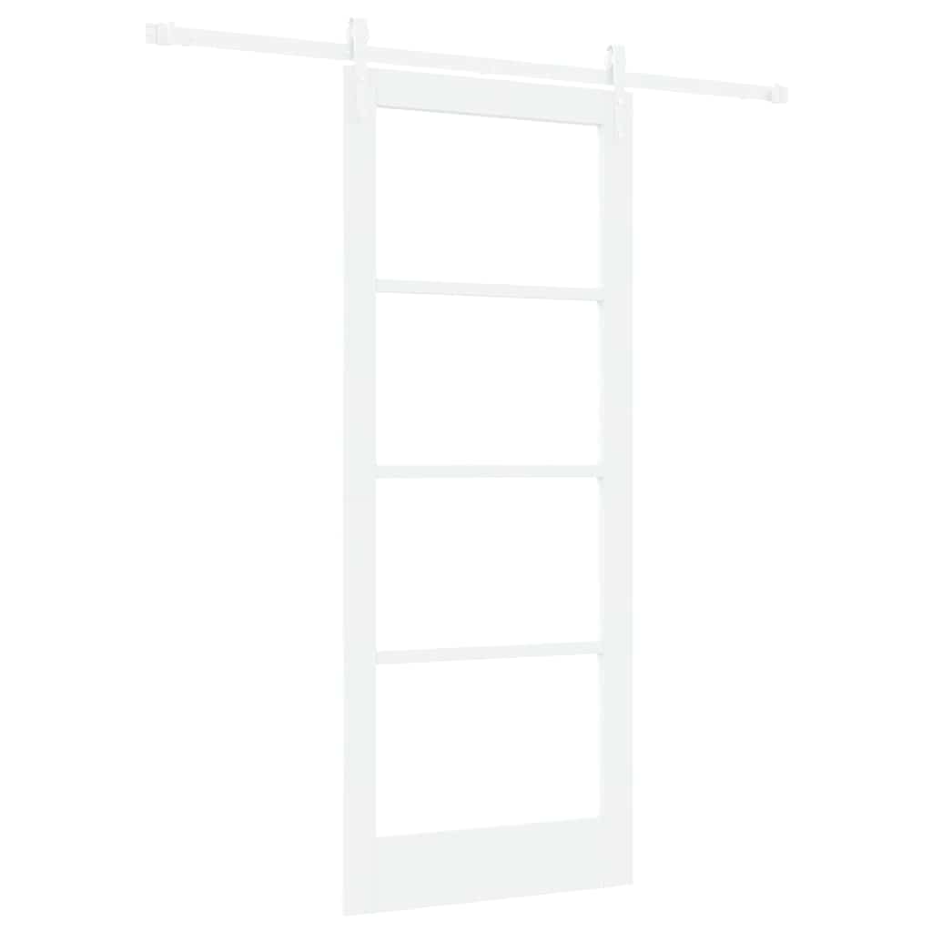 Porte coulissante 83 x 202 cm en bois de pin massif et verre 