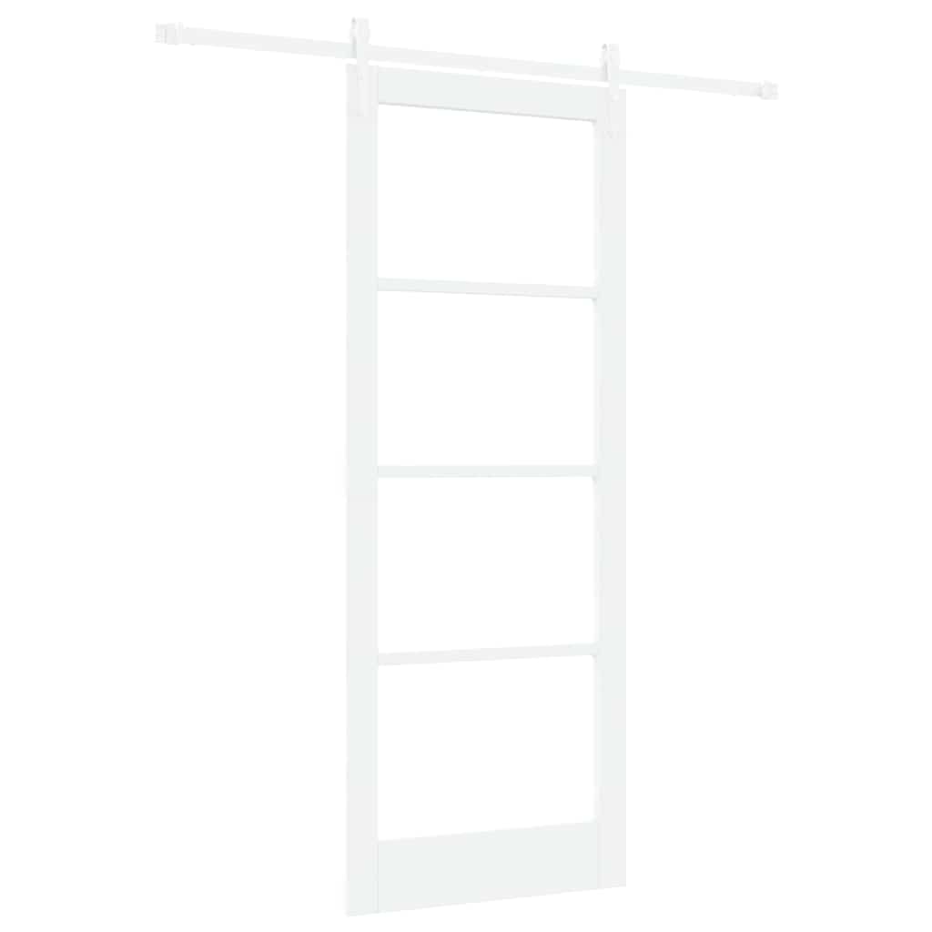 Porte coulissante 83 x 211 cm en bois de pin massif et verre 