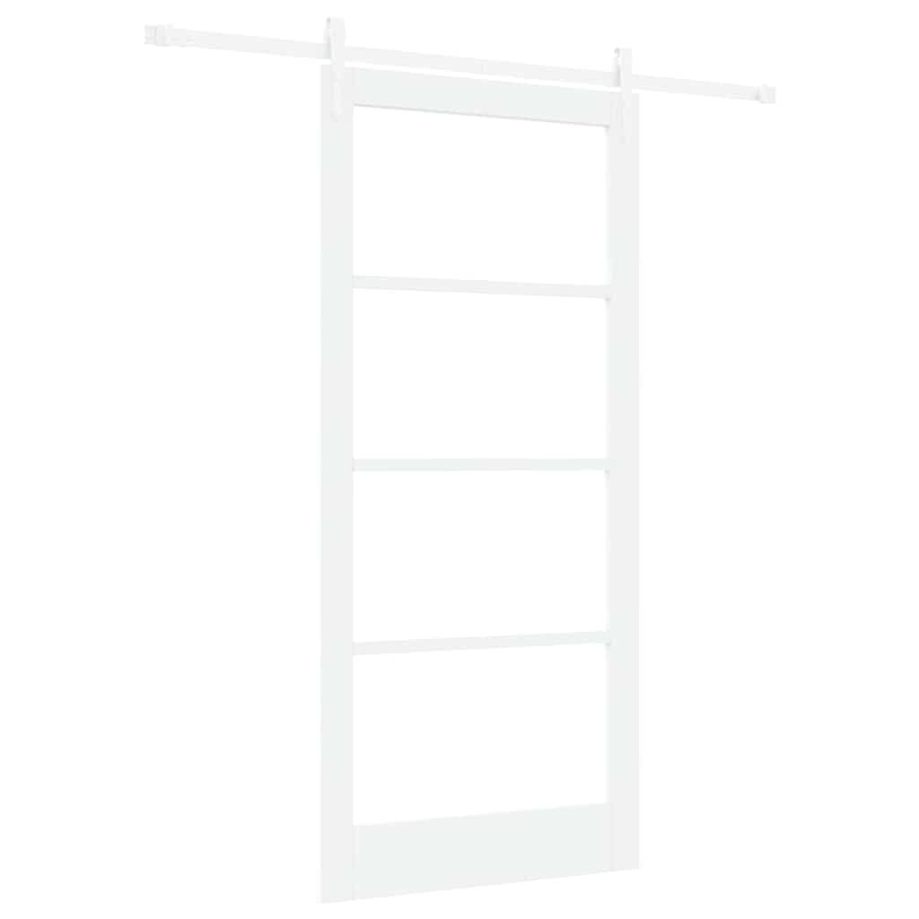 Porte coulissante 93 x 202 cm en bois de pin massif et verre 