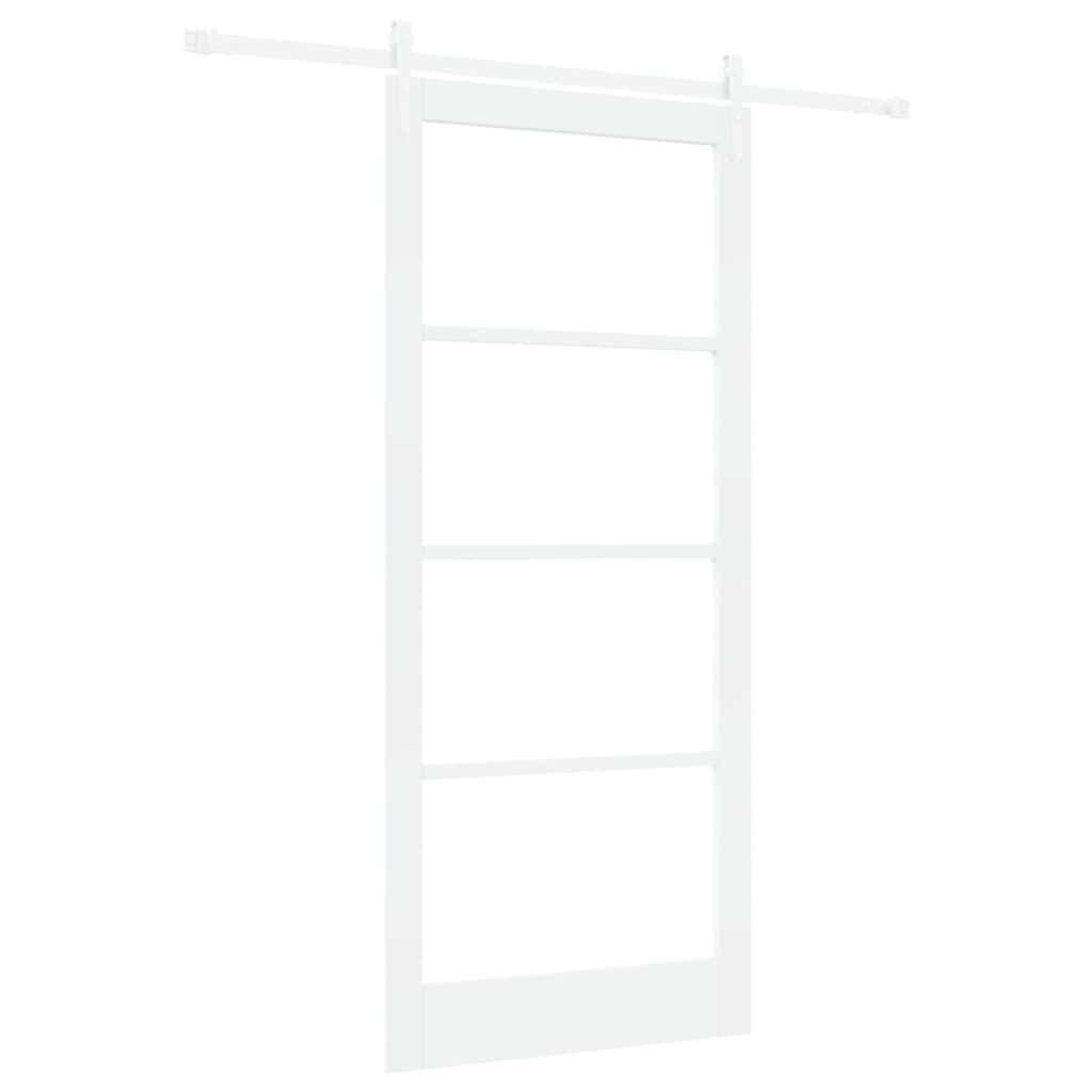 Porte coulissante 93 x 211 cm en bois de pin massif et verre 