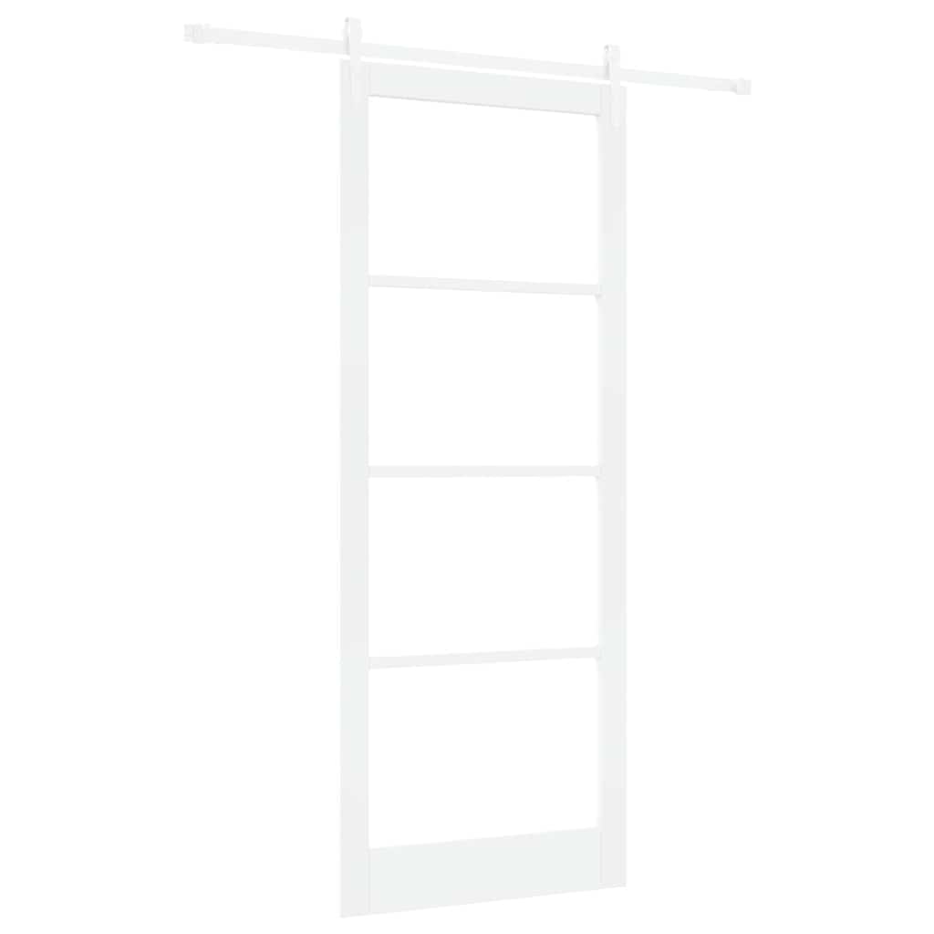 Porte coulissante 93 x 232 cm en bois de pin massif et verre 
