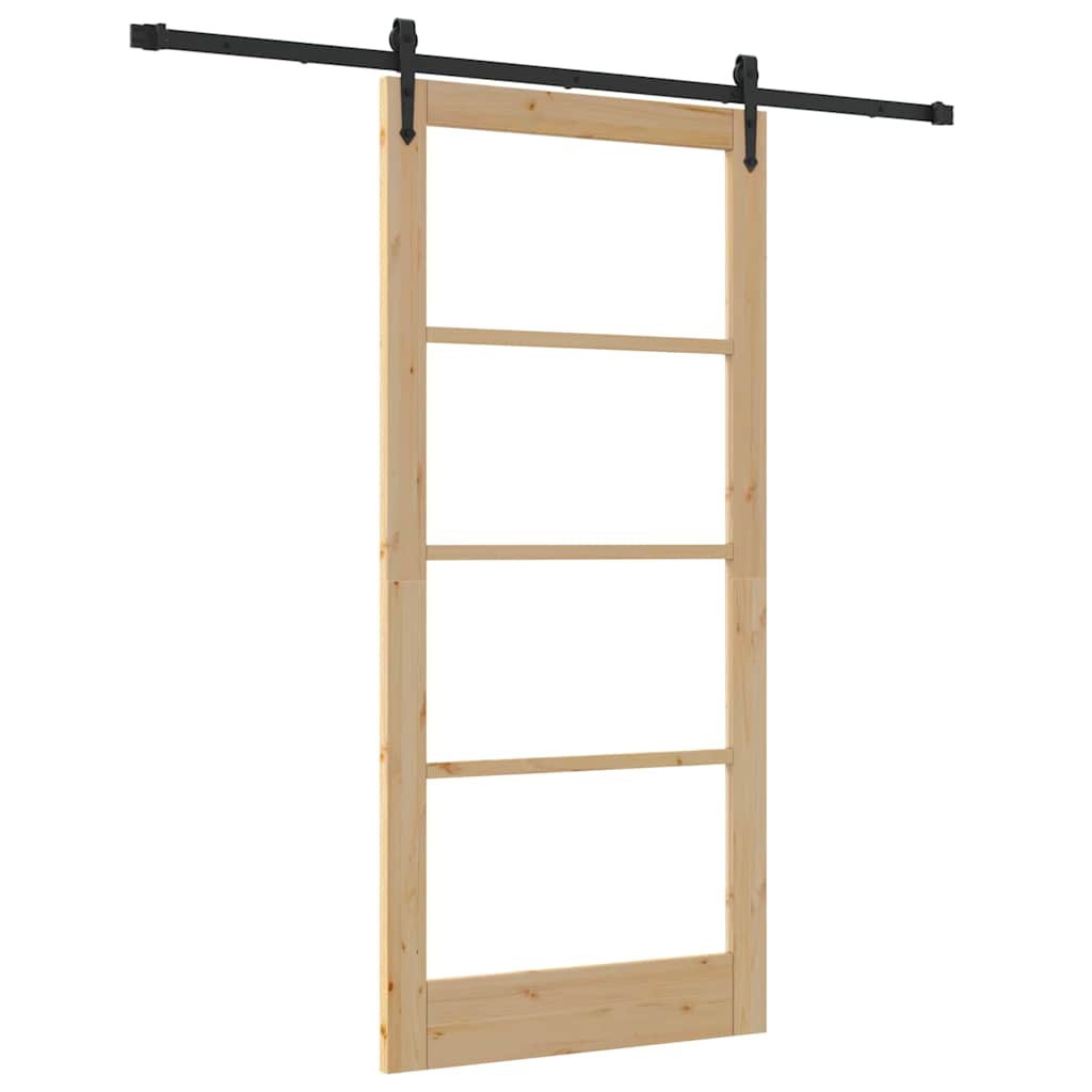 Porte coulissante naturelle et noire 93 x 202 cm 