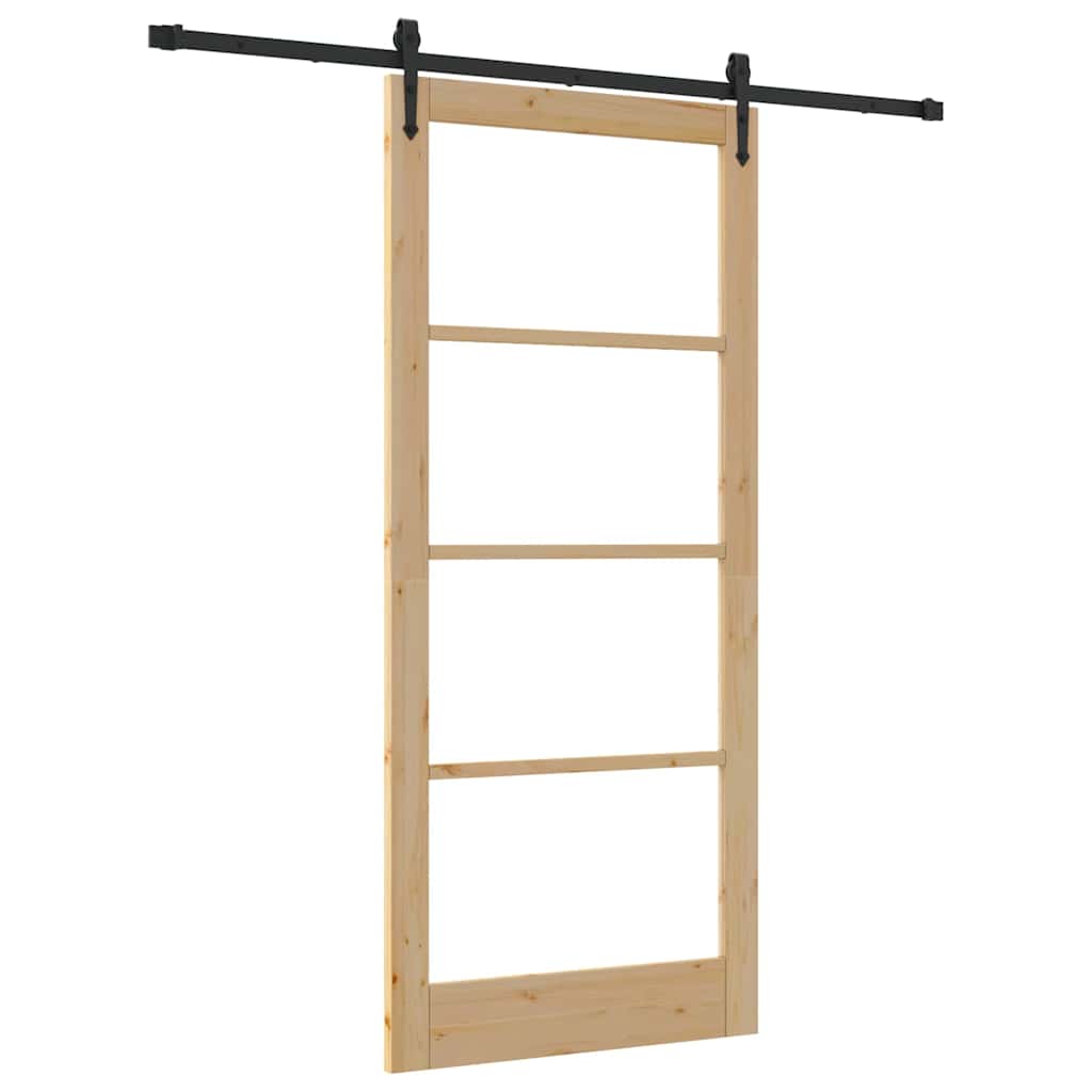 Porte coulissante naturelle et noire 93 x 211 cm 
