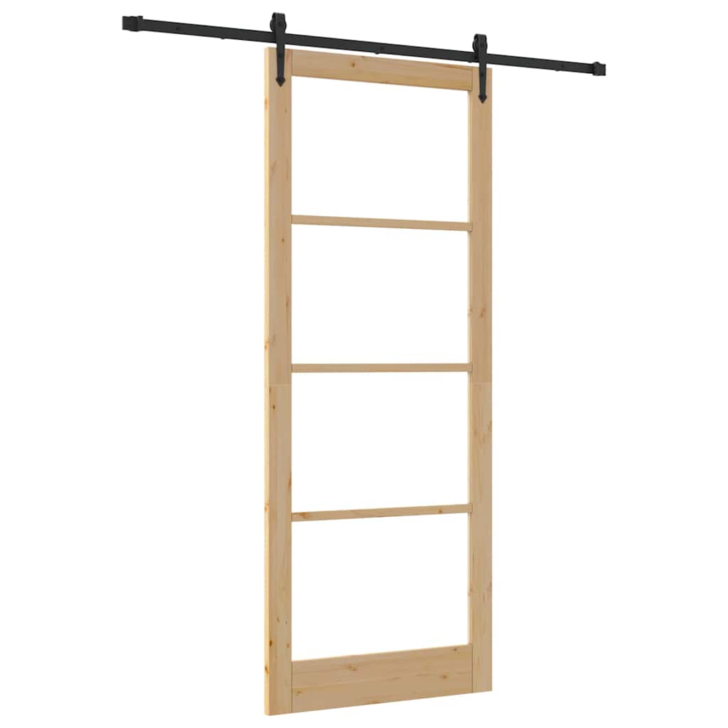 Porte coulissante naturelle et noire 93 x 232 cm 