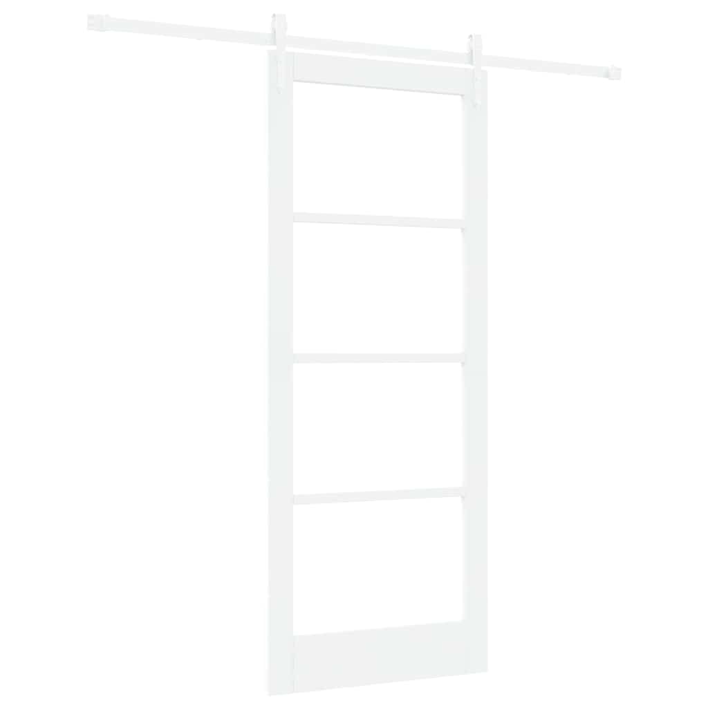 Porte coulissante 83 x 202 cm en bois de pin massif et verre 