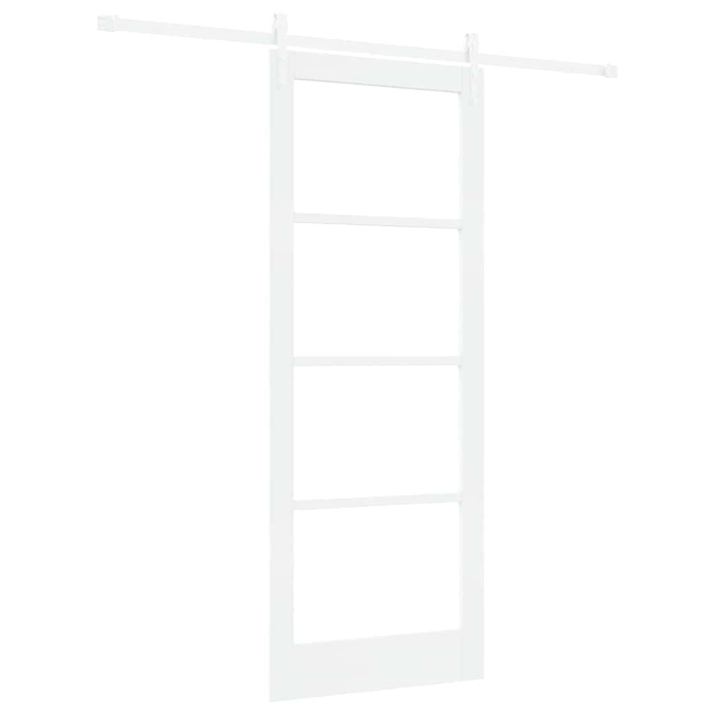 Porte coulissante 83 x 211 cm en bois de pin massif et verre 