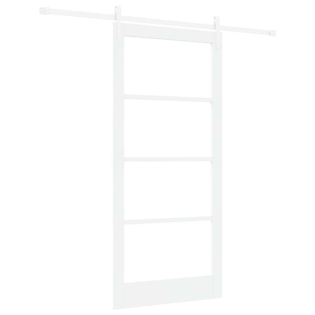 Porte coulissante 93 x 202 cm en bois de pin massif et verre 