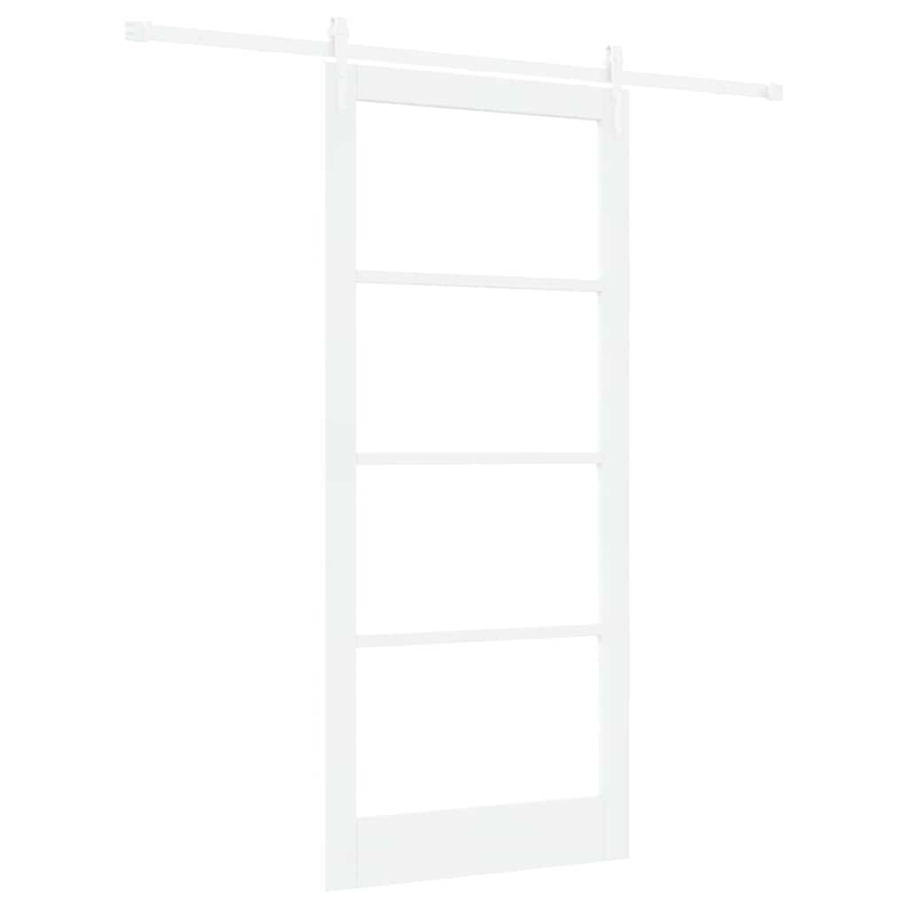 Porte coulissante 93 x 211 cm en bois de pin massif et verre 