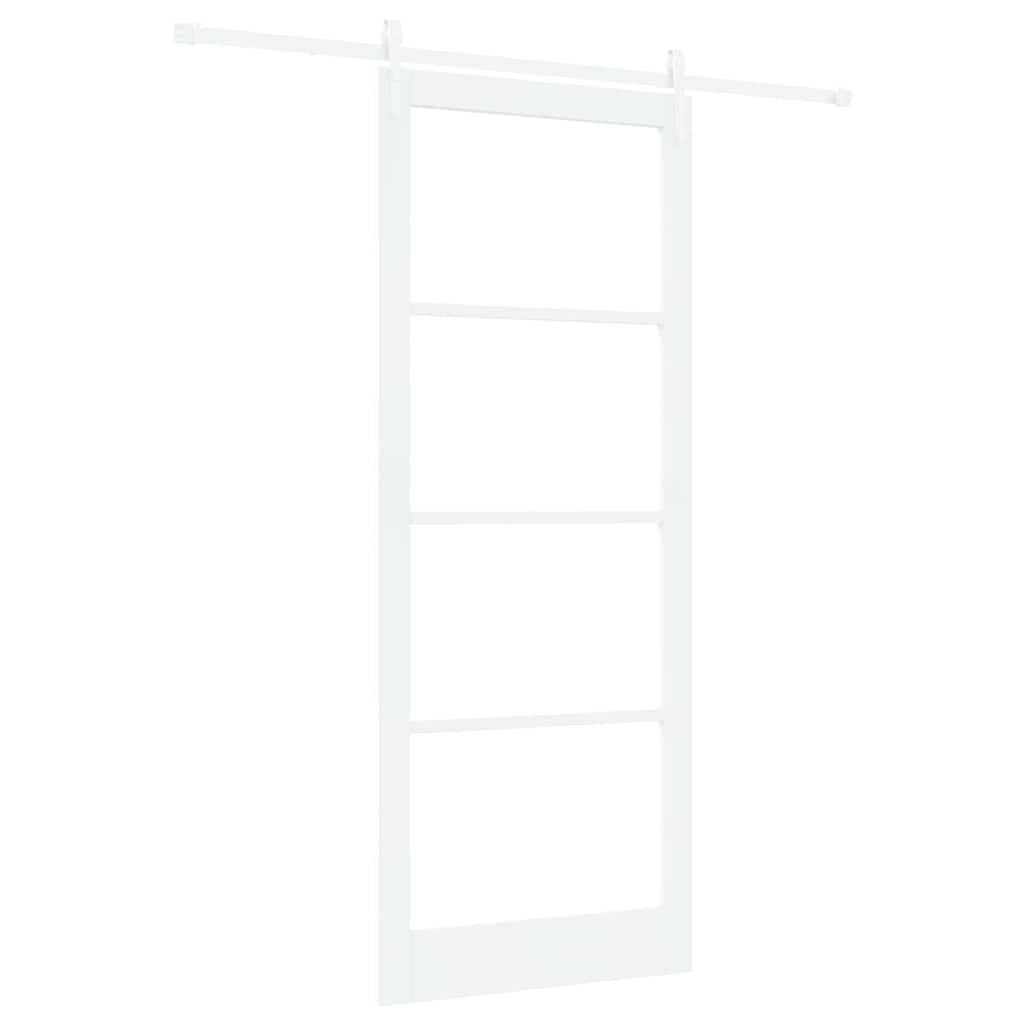 Porte coulissante 93 x 232 cm en bois de pin massif et verre 
