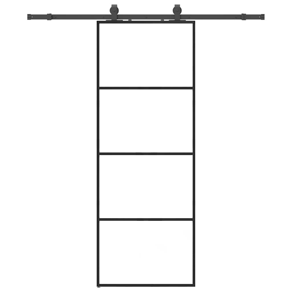 Puerta Corredera 76x205 cm Vidrio ESG con Herrajes Negros