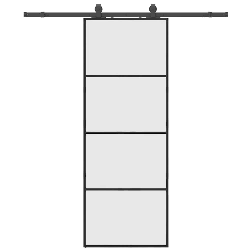 Puerta Corredera 76x205 cm ESG Vidrio Transparente y Negro