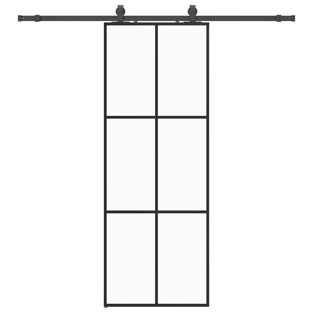 Puerta Corredera 76x205 cm Vidrio ESG con Herrajes Negros