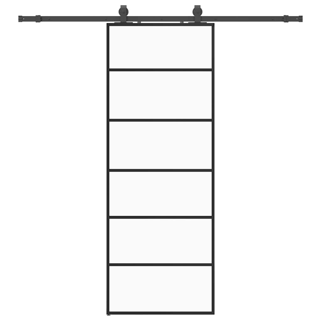 Puerta Corredera 76x205 cm Vidrio ESG Negro