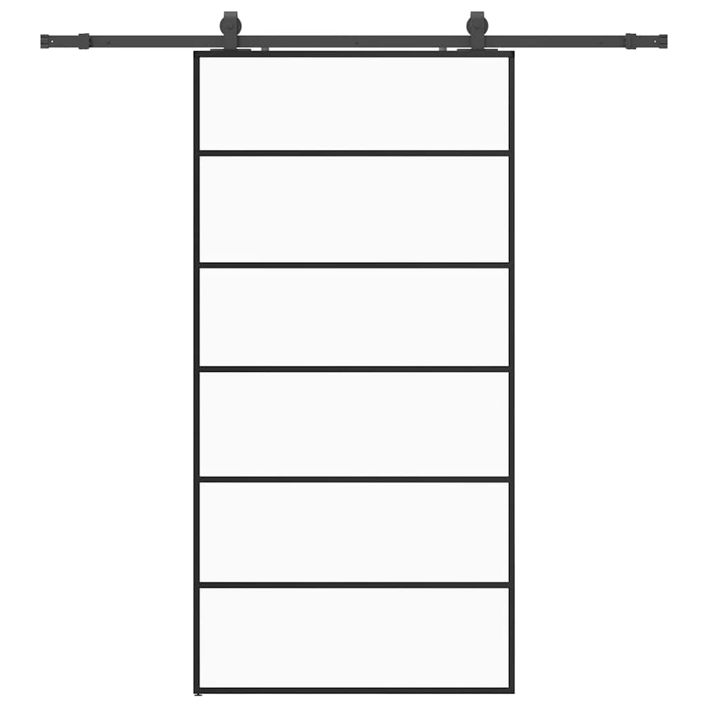 Puerta Corredera 102x205 cm Vidrio ESG Negro