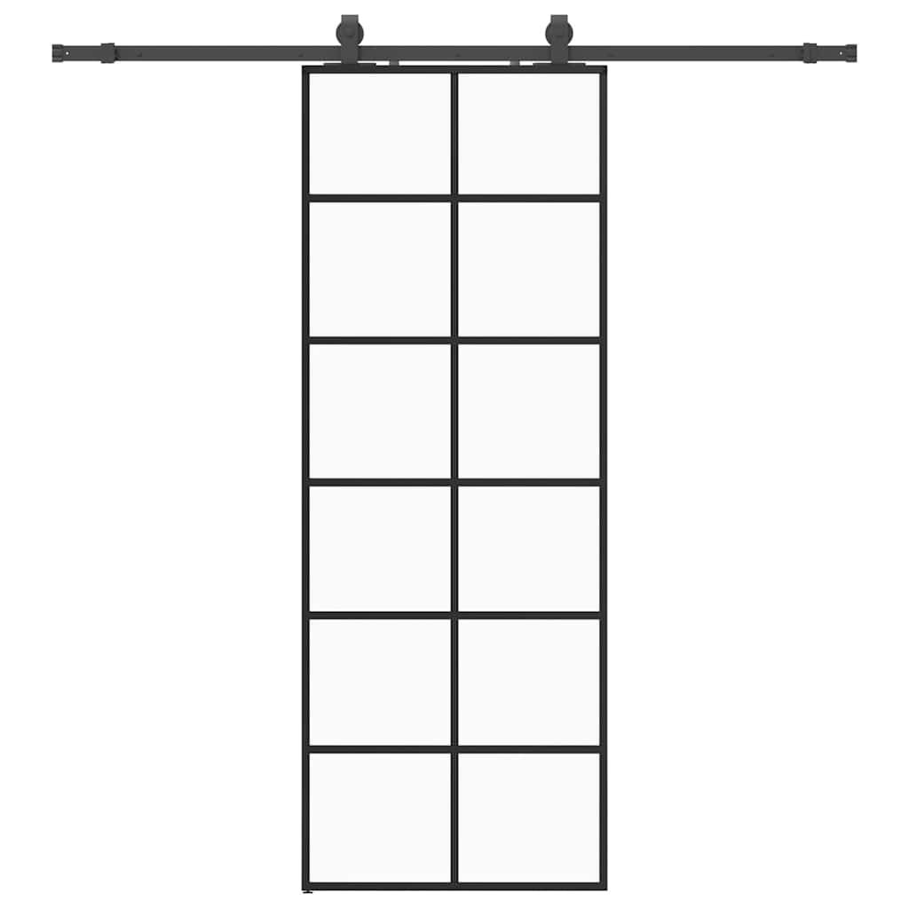 Puerta Corredera 76x205 cm Vidrio ESG con Herrajes Negros