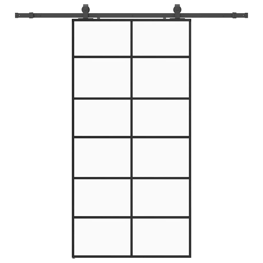 Puerta Corredera 102x205 cm Vidrio ESG con Herrajes Negros
