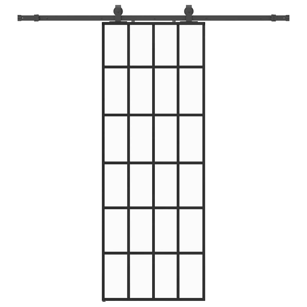 Puerta Corredera 76x205 cm Vidrio ESG Negro