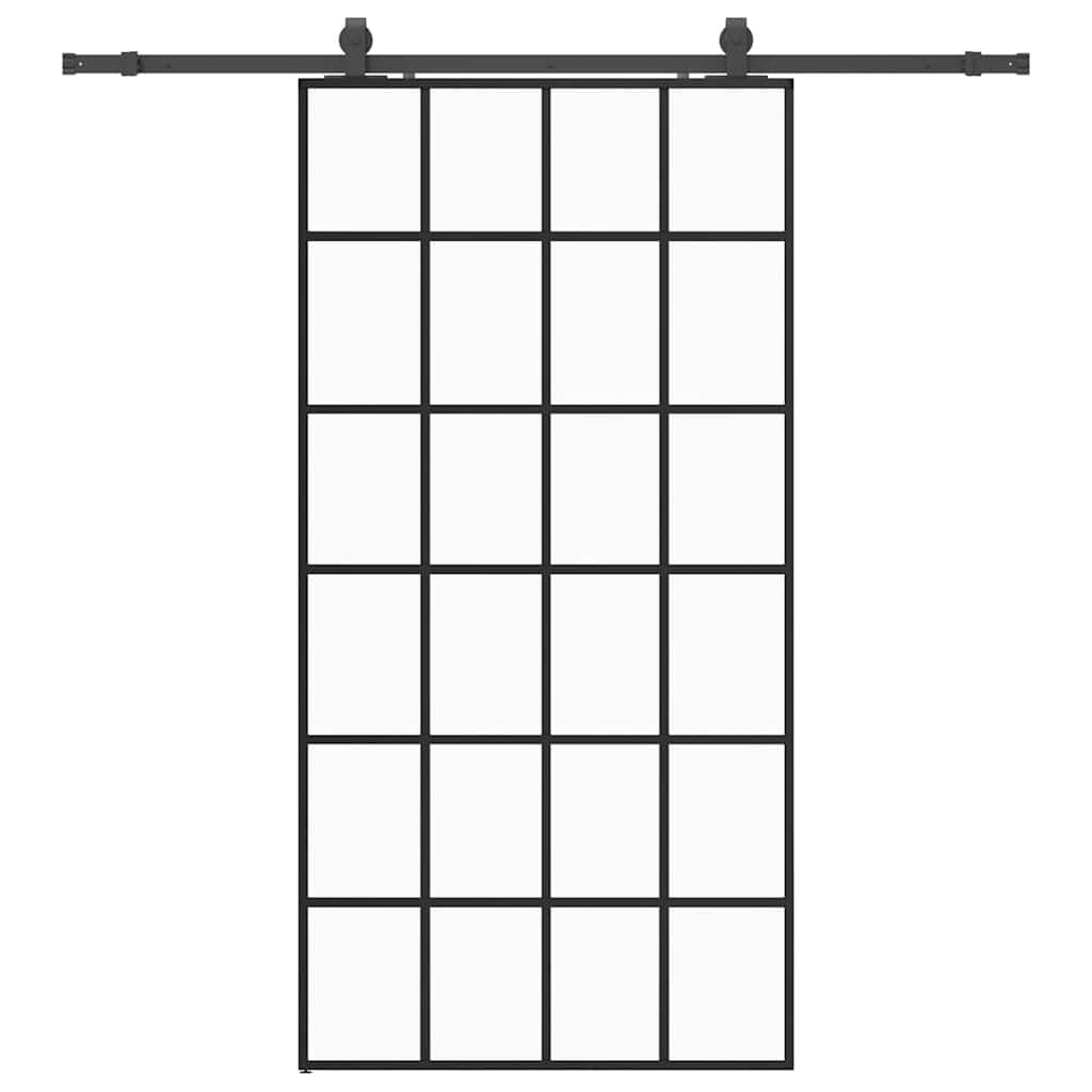 Puerta Corredera 102x205 cm Vidrio ESG Negro