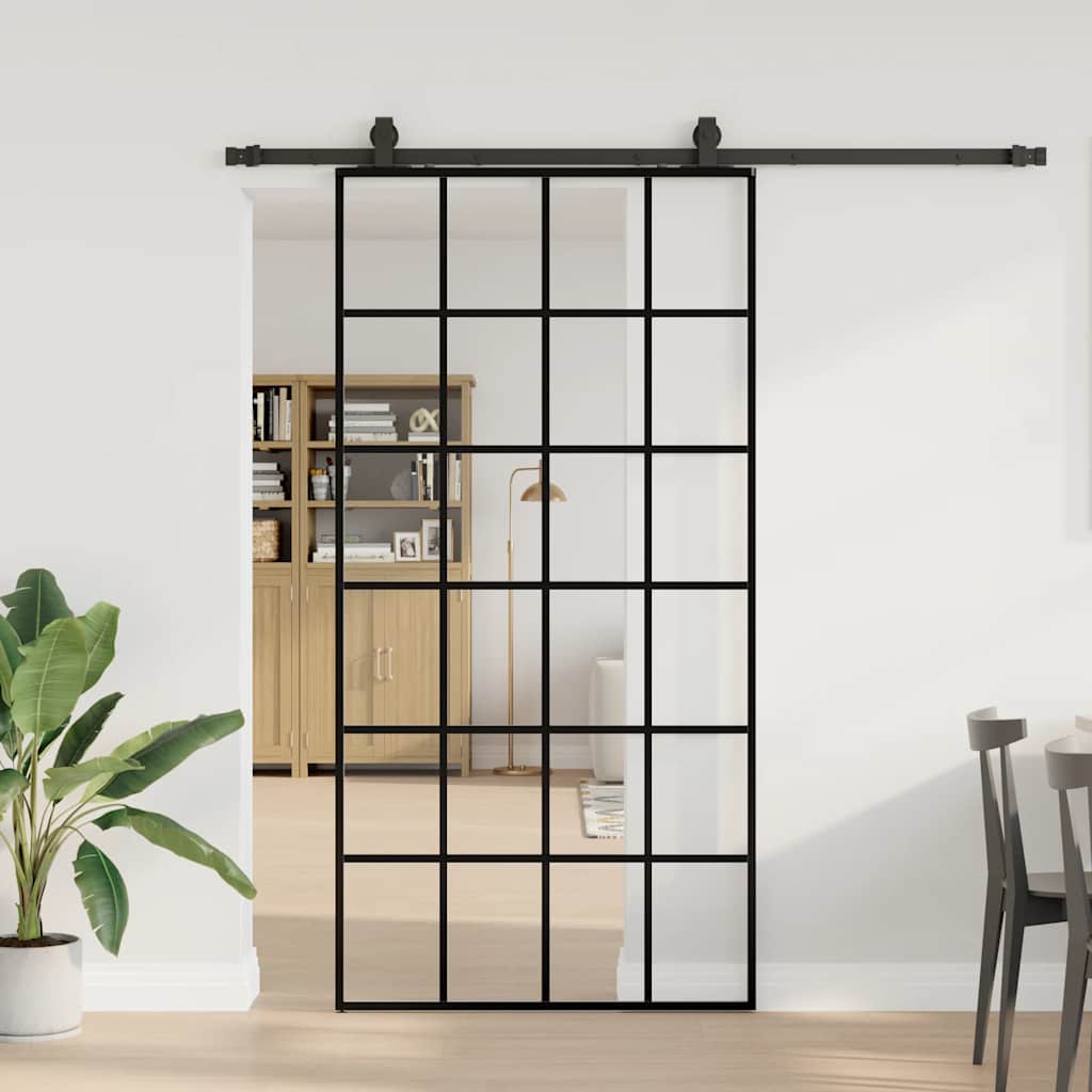 Puerta Corredera 102x205 cm Vidrio ESG Negro