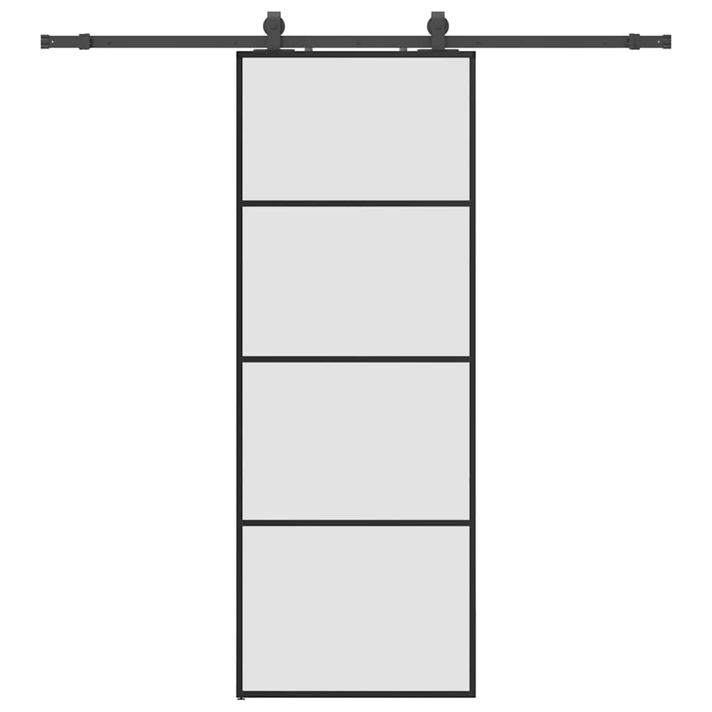 Puerta Corredera 76x205 cm ESG Vidrio Transparente y Negro