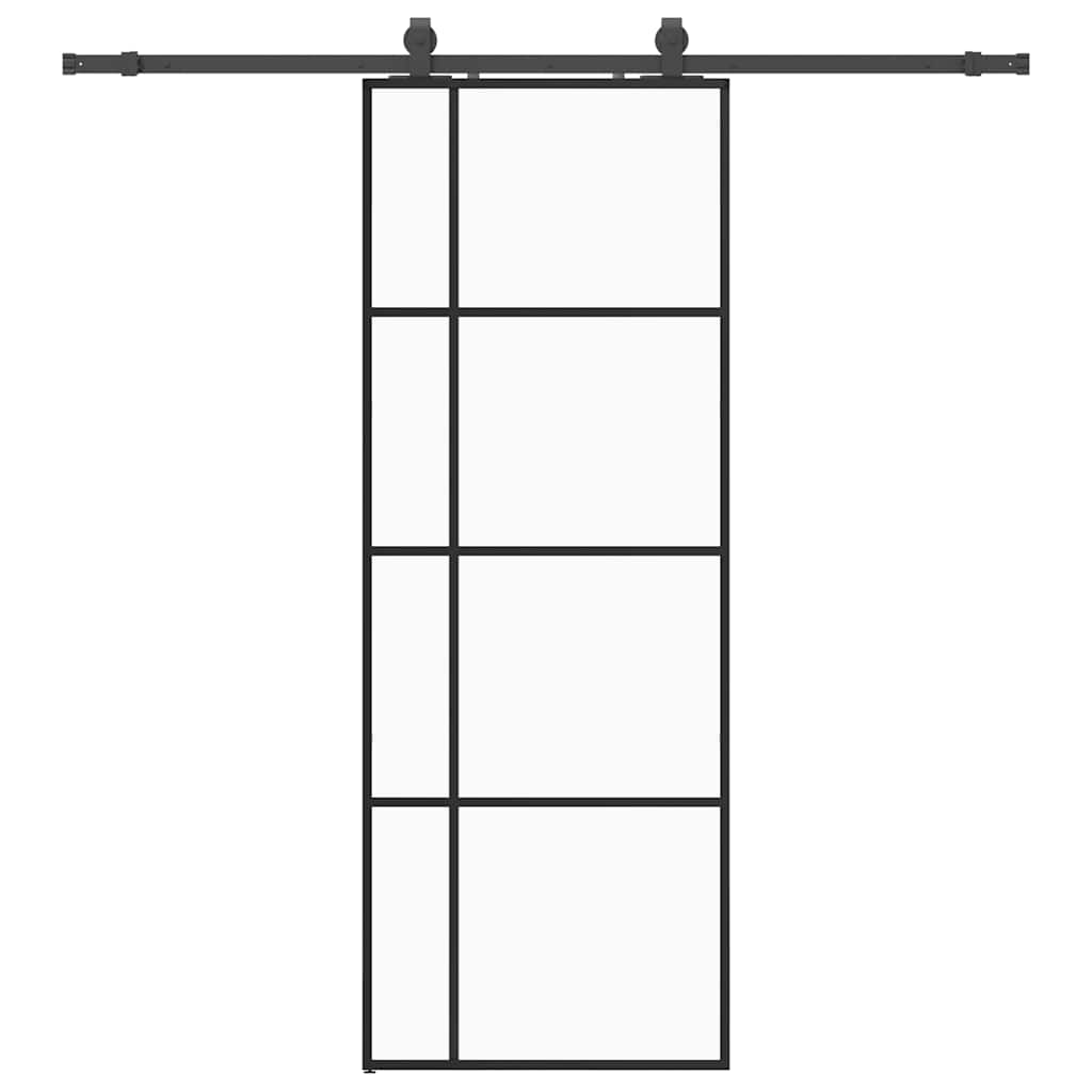 Puerta Corredera 76x205 cm ESG Vidrio Transparente y Negro