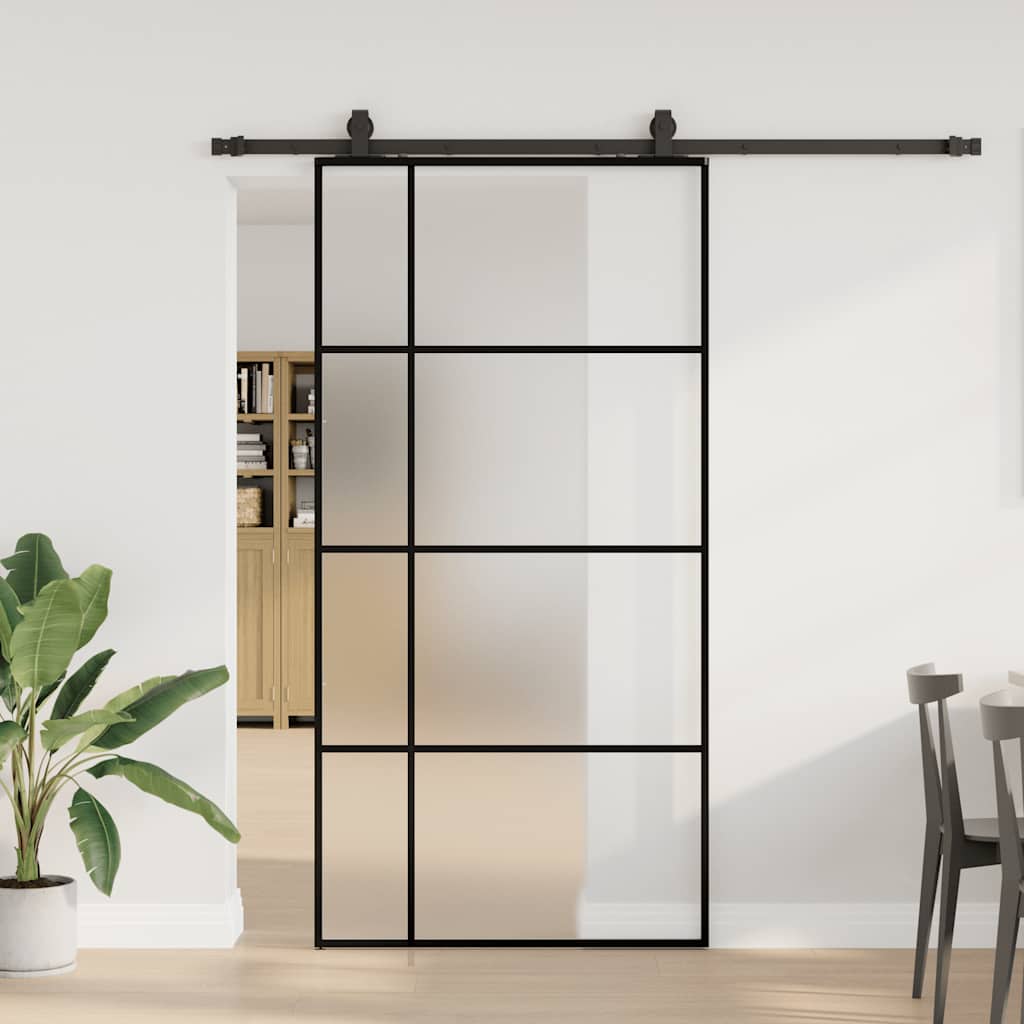 Puerta Corredera Vidrio ESG 102,5x205 cm — Kit Herrajes Negro