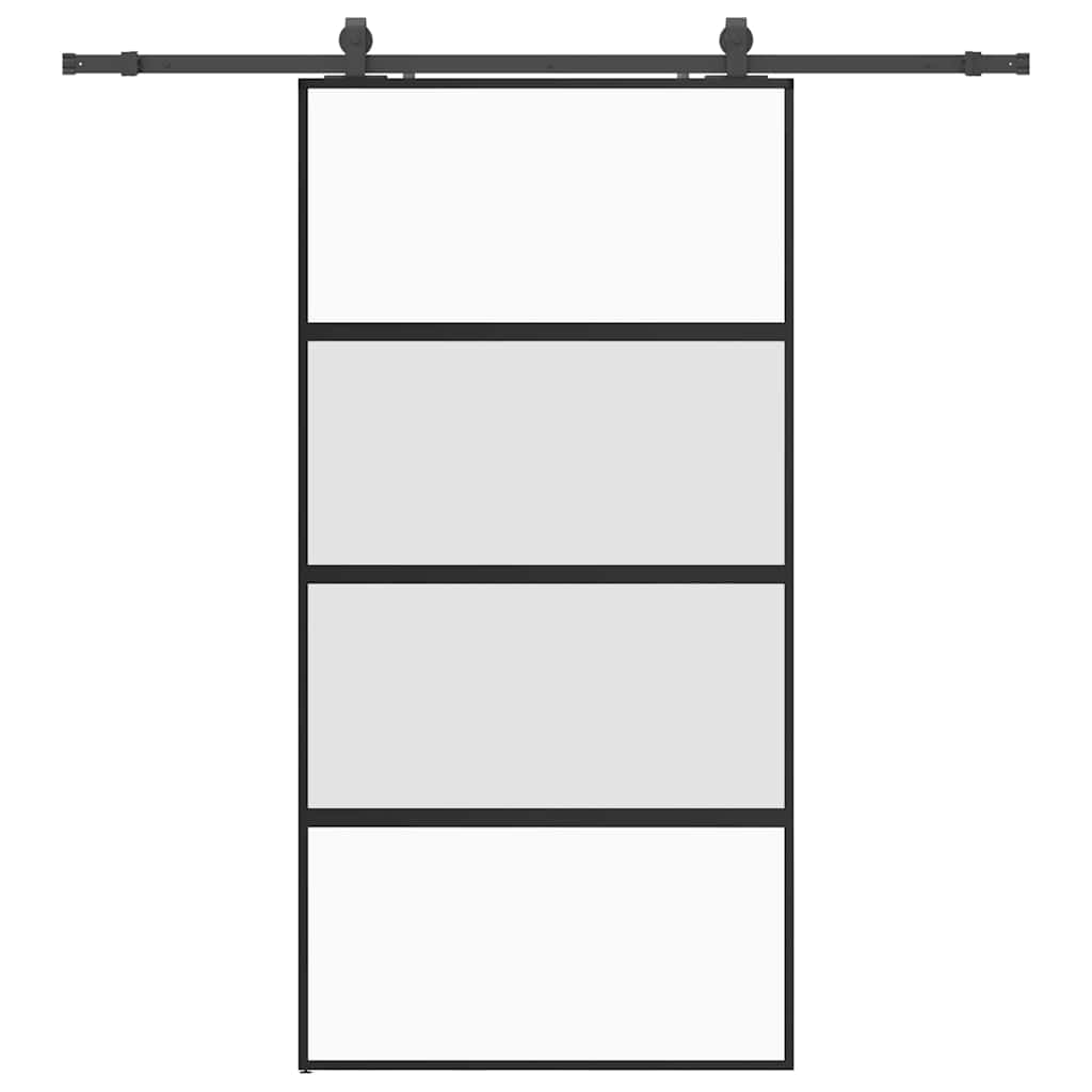 Porte coulissante quincaillerie noire 102,5x205 cm verre trempé 