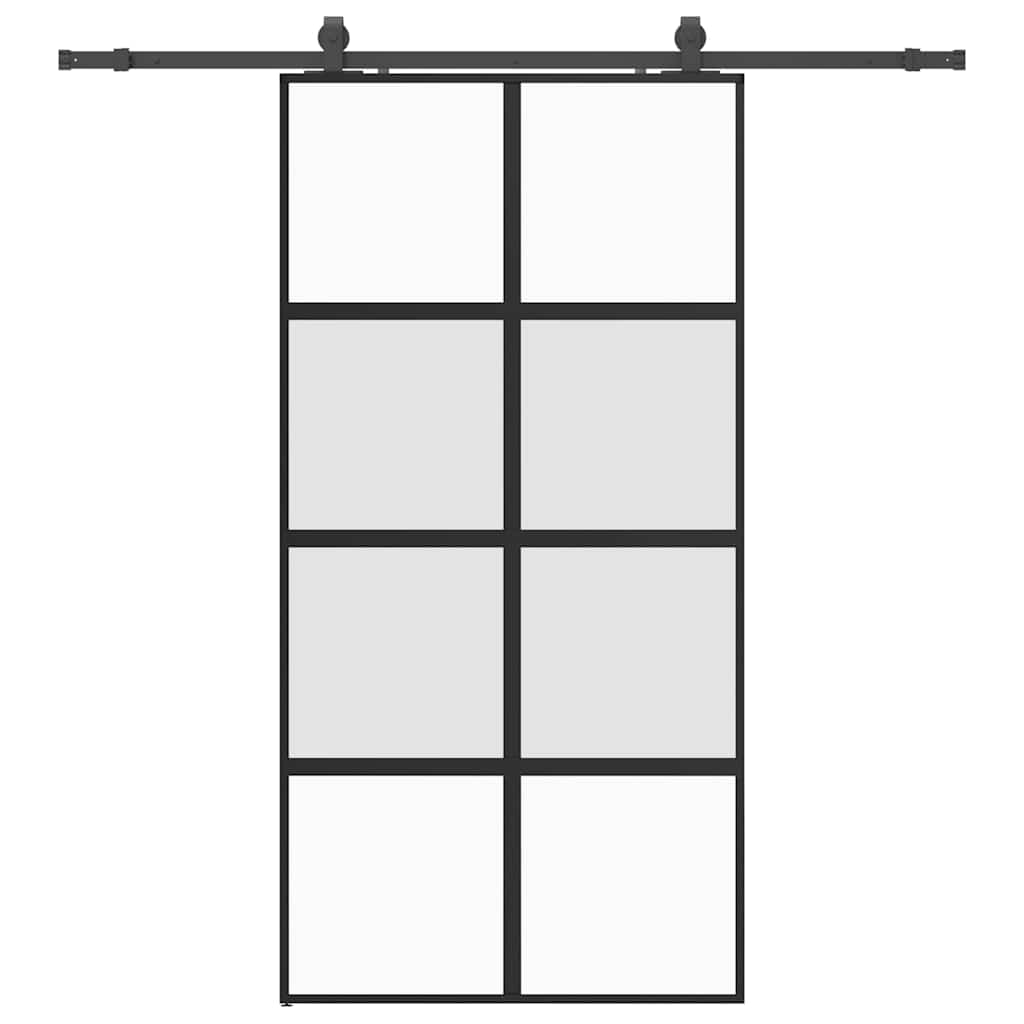 Puerta Corredera Vidrio Templado 102,5x205 cm — Herrajes Negro