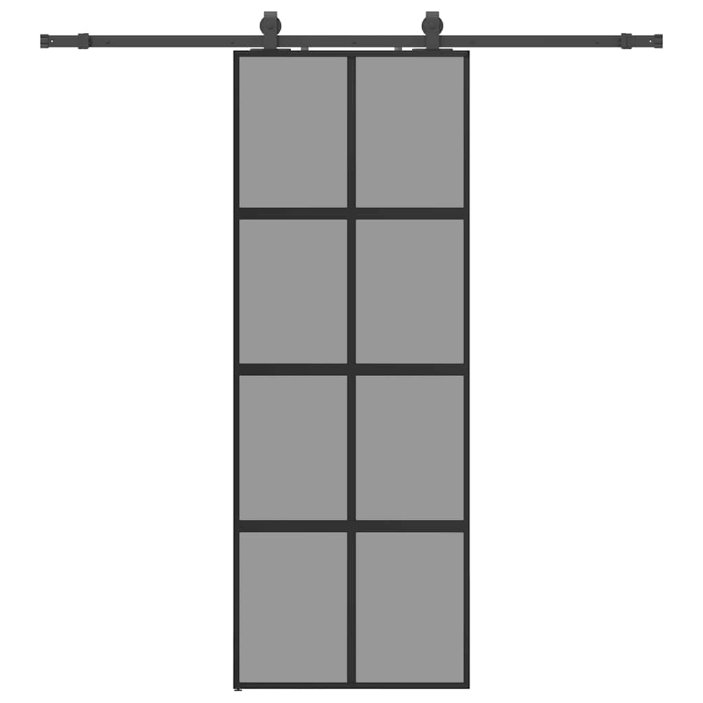 Puerta Corredera Vidrio Templado 76x205 cm — Herrajes Negros