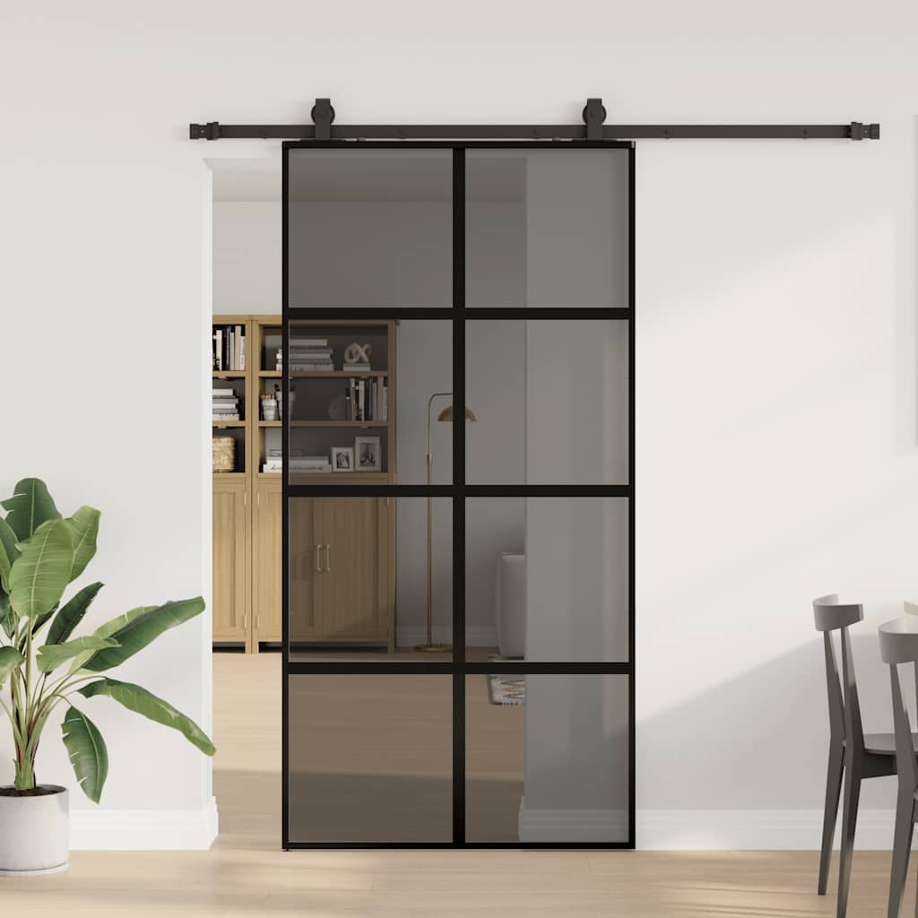 Puerta Corredera Vidrio Templado 102,5x205 cm — Herrajes Negros