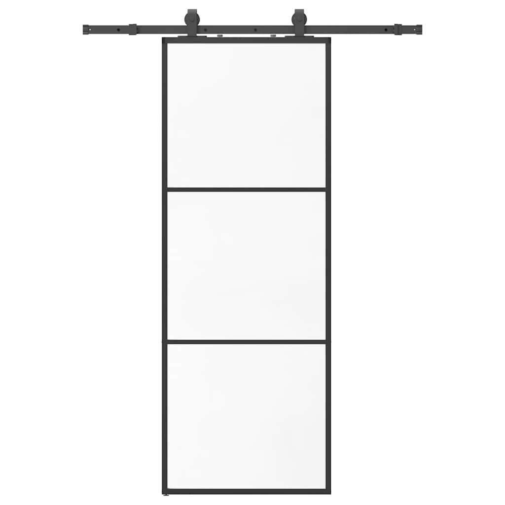 Puerta Corredera 76x205 cm Vidrio ESG Negro