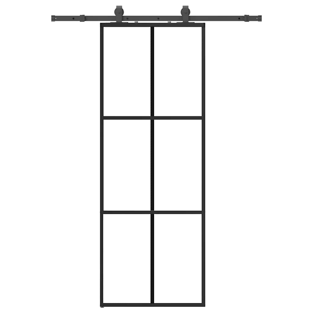 Puerta Corredera 76x205 cm Vidrio ESG Negro