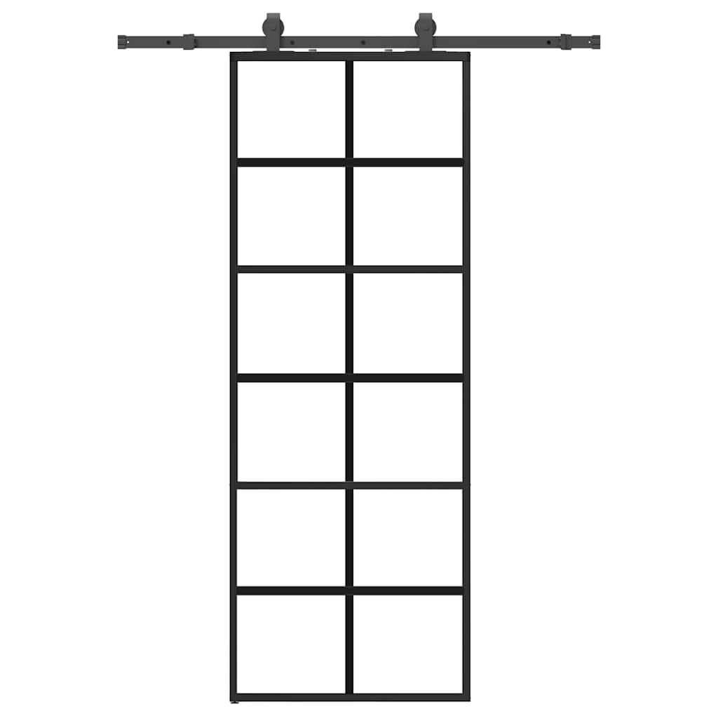 Puerta Corredera 76x205 cm Vidrio ESG Negro
