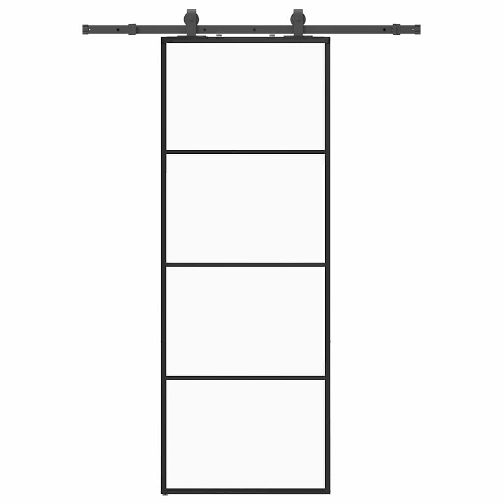 Puerta Corredera 76x205 cm ESG Vidrio Transparente y Negro