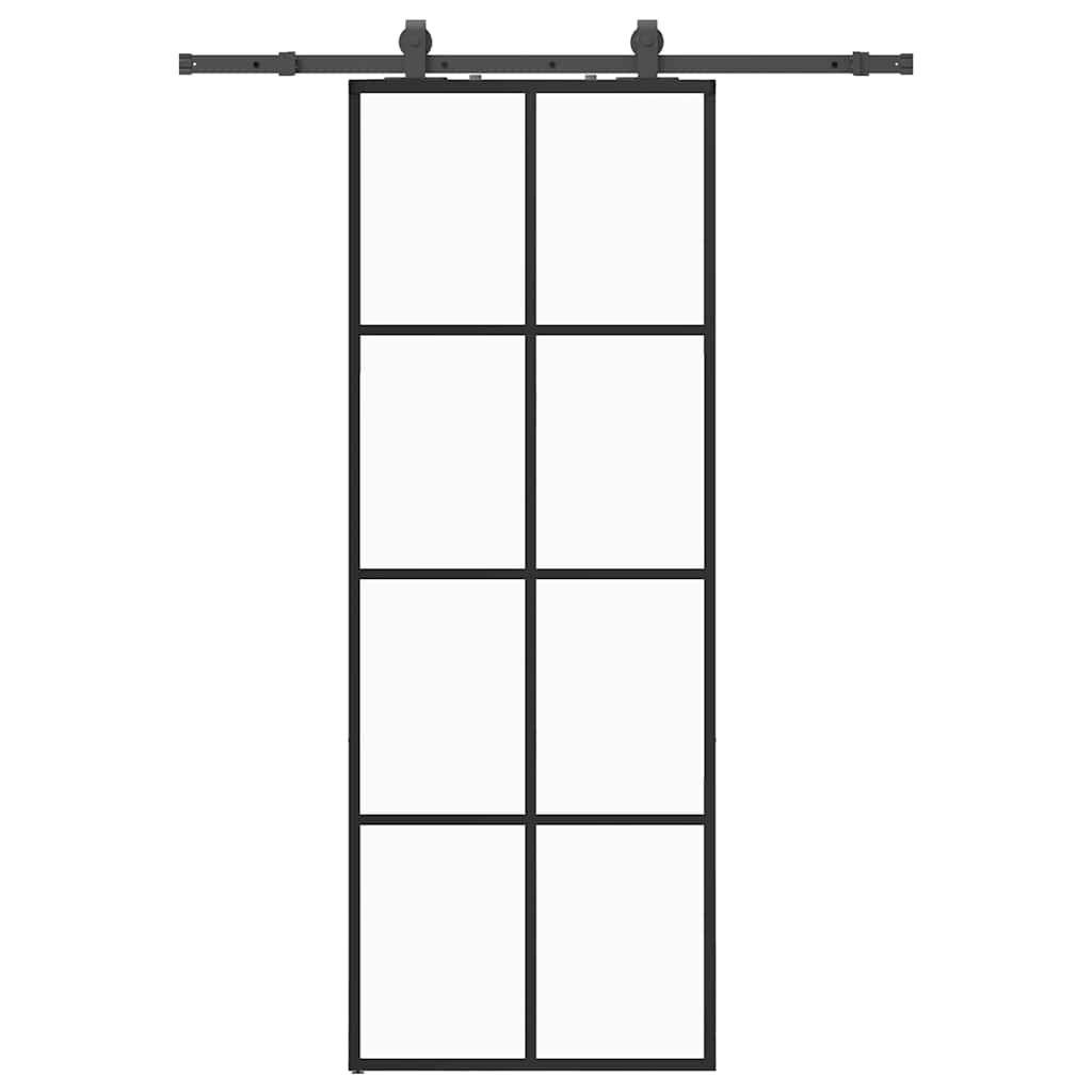 Puerta Corredera 76x205 cm Vidrio ESG con Herrajes Negros