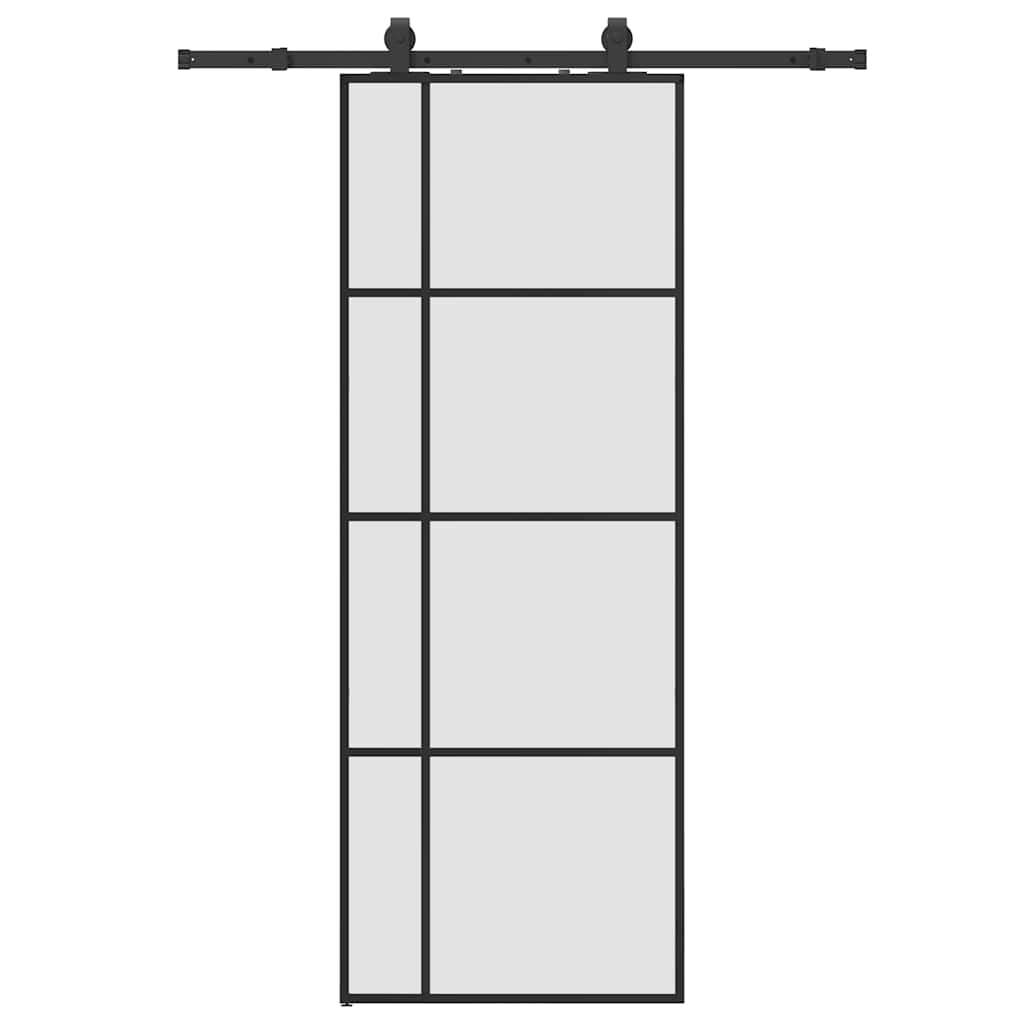 Puerta Corredera 76x205 cm ESG Vidrio Transparente y Negro
