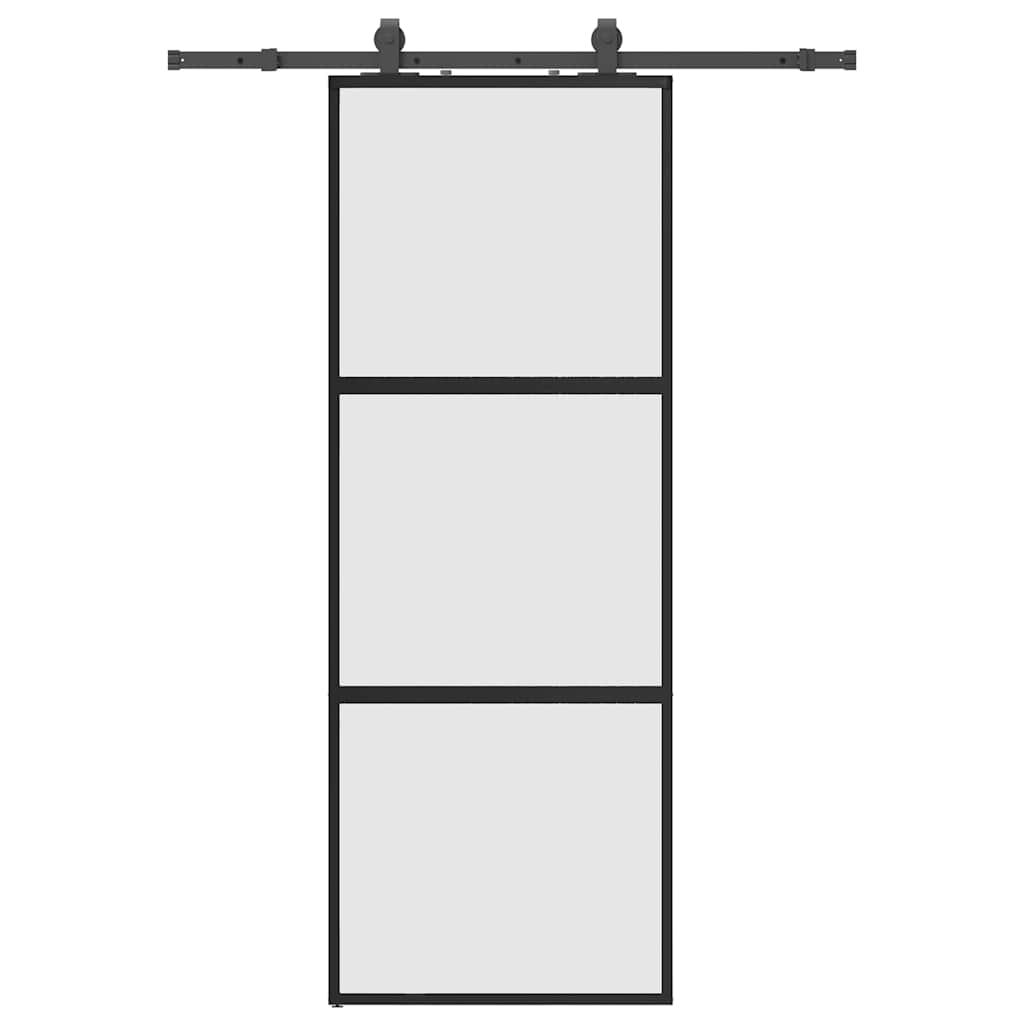 Puerta Corredera Vidrio Templado 76x205 cm — Herrajes Negro