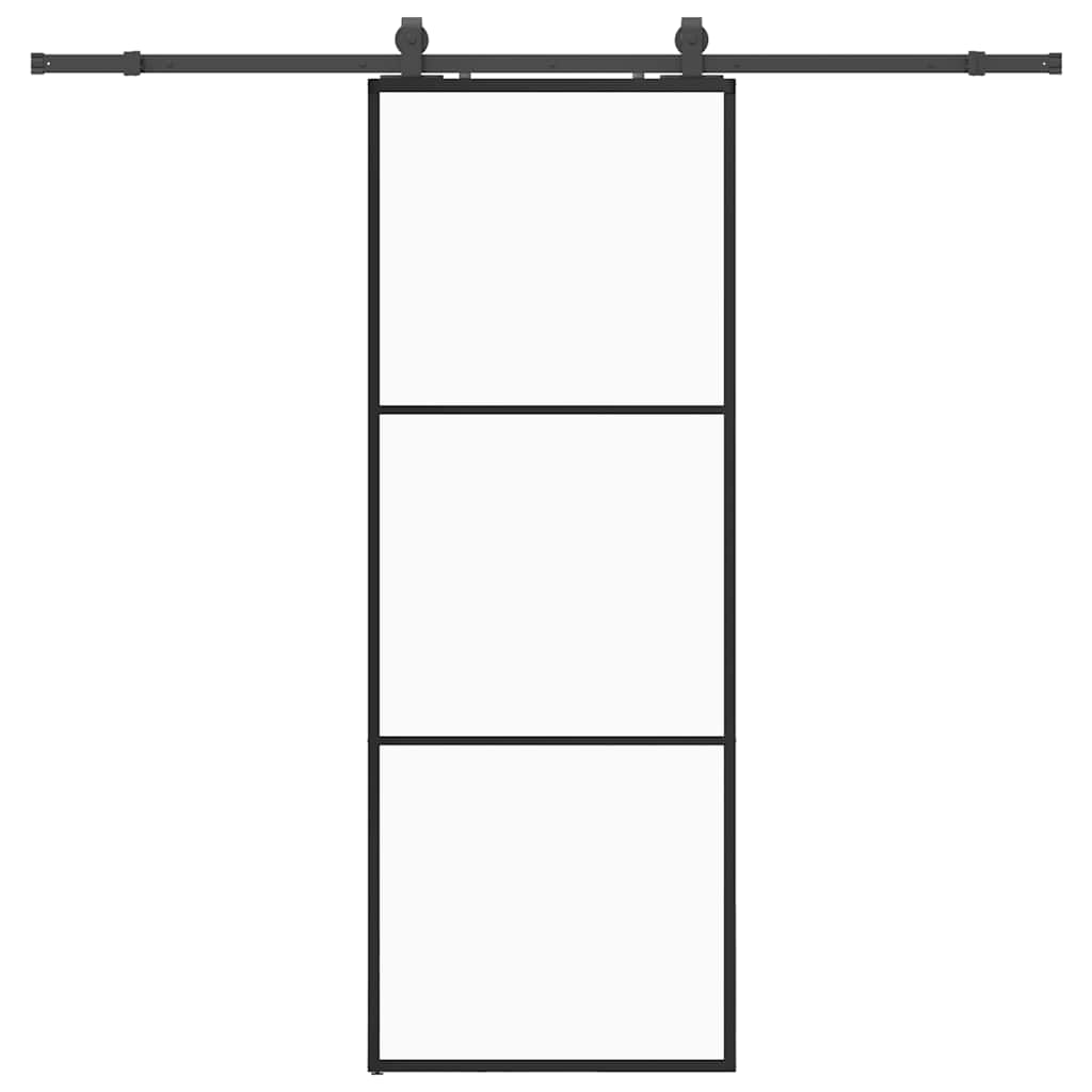 Puerta corredera con juego herrajes negro 76x205 cm ESG vidrio