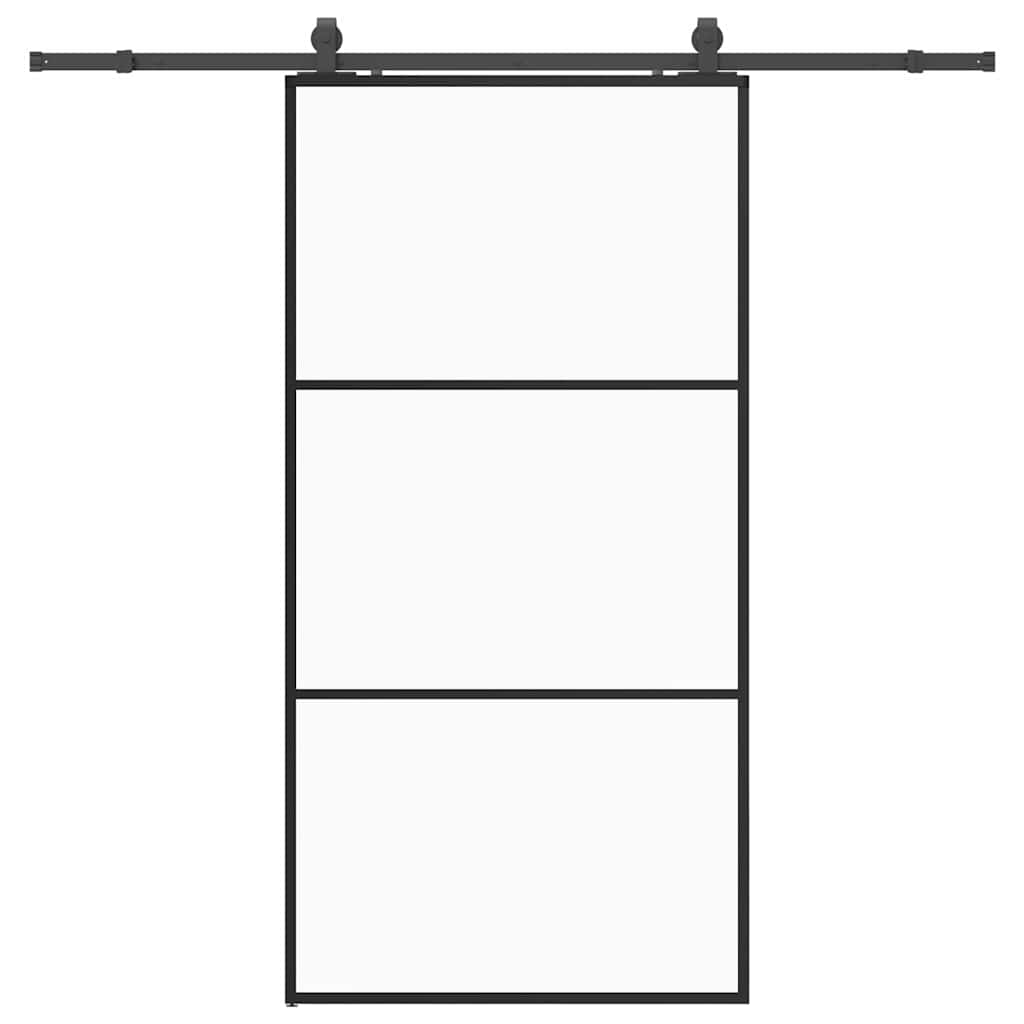 Puerta corredera con herrajes negro 102x205 cm ESG vidrio