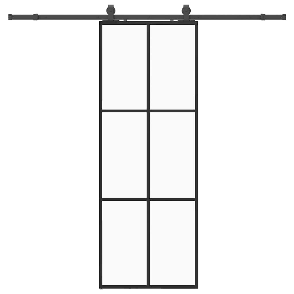 Puerta corredera con juego herrajes negro 76x205 cm ESG vidrio