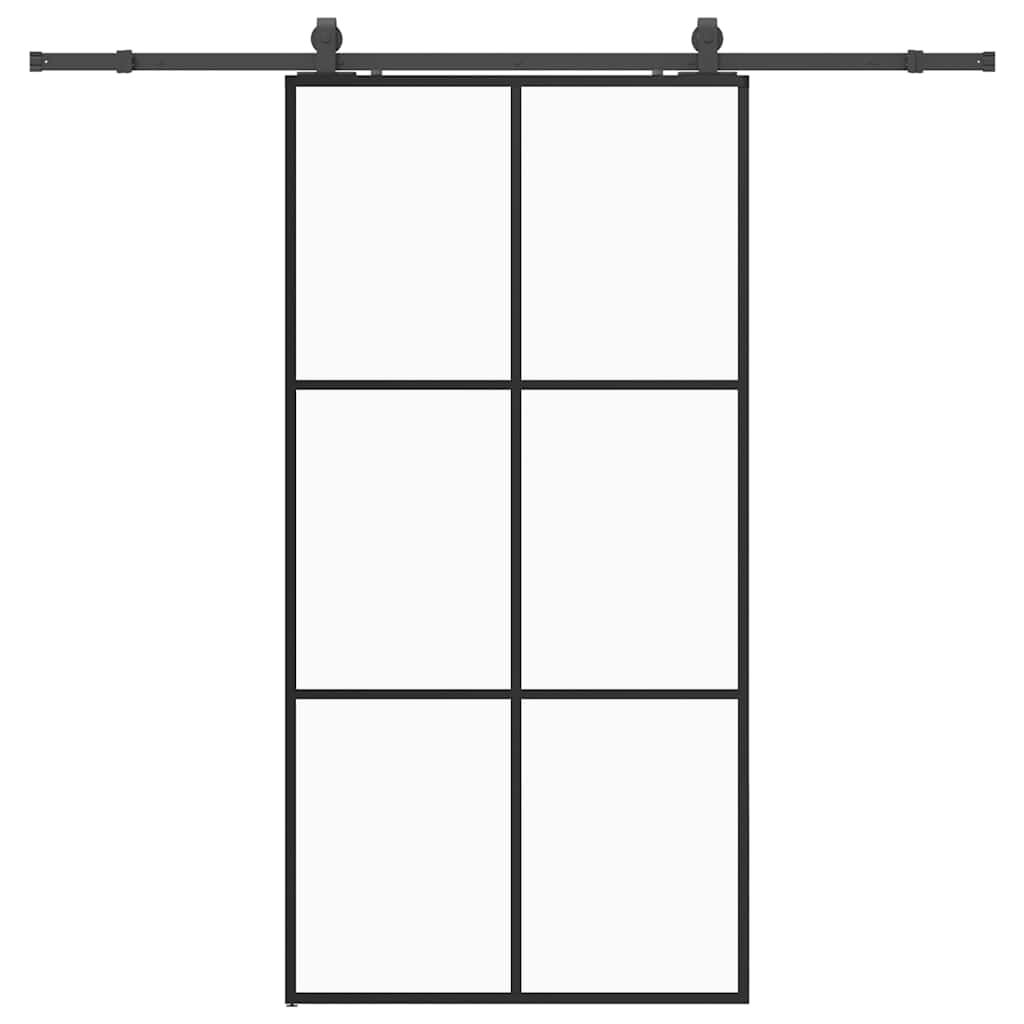 Puerta corredera con herrajes negro 102x205 cm ESG vidrio