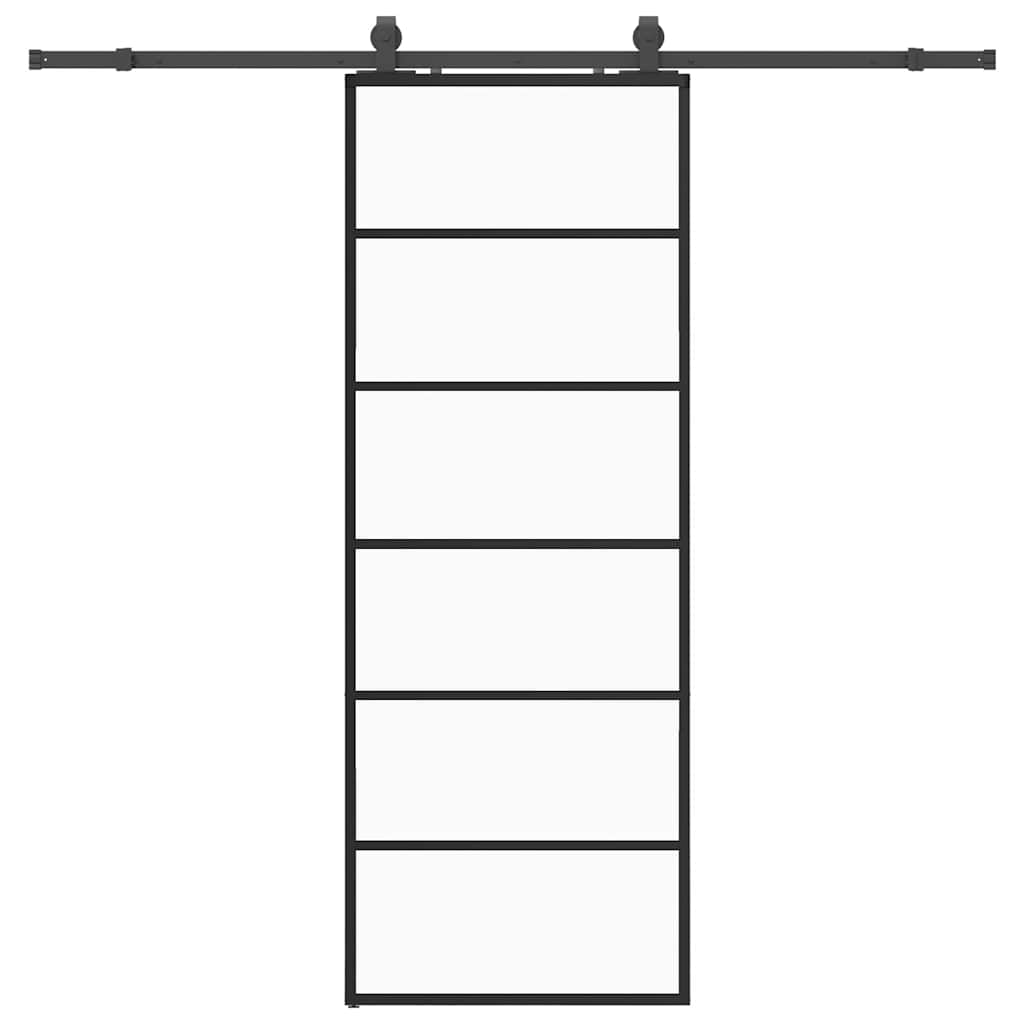 Puerta corredera con juego herrajes negro 76x205 cm ESG vidrio