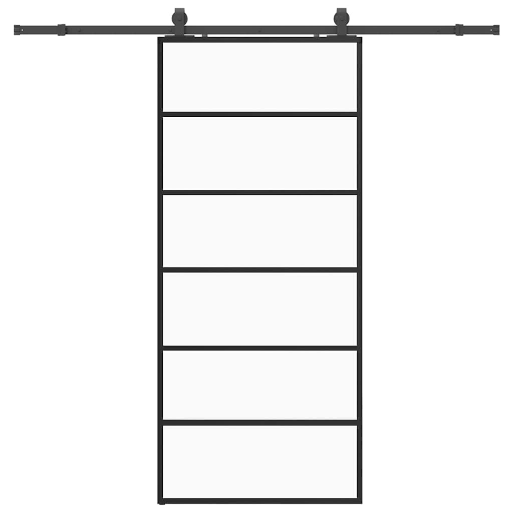 Puerta corredera con set herrajes negro 90x205 cm vidrio ESG