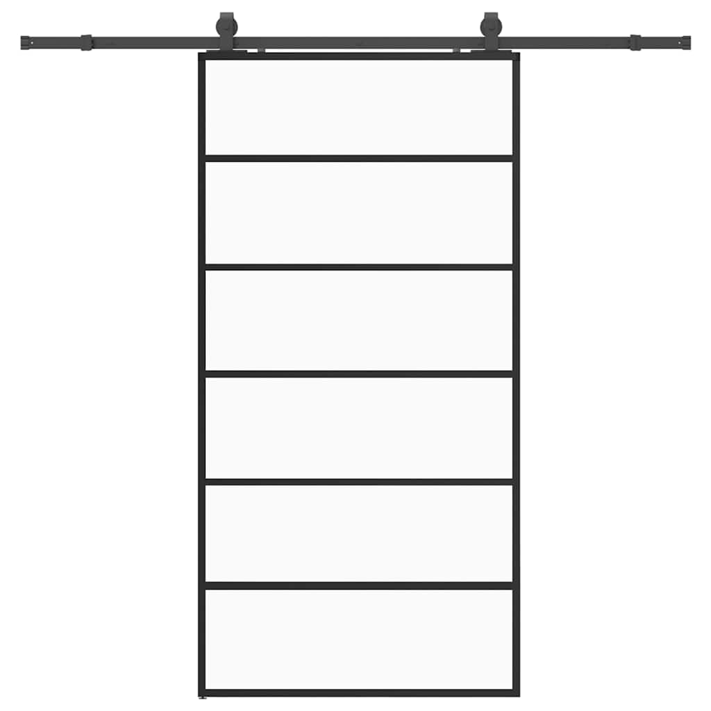 Puerta corredera con herrajes negro 102x205 cm ESG vidrio